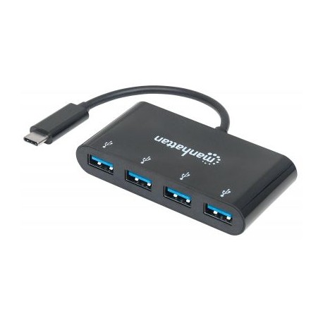 HUB USB C MANHATTAN A 4 PTOS V3.1 NEGRO 162746