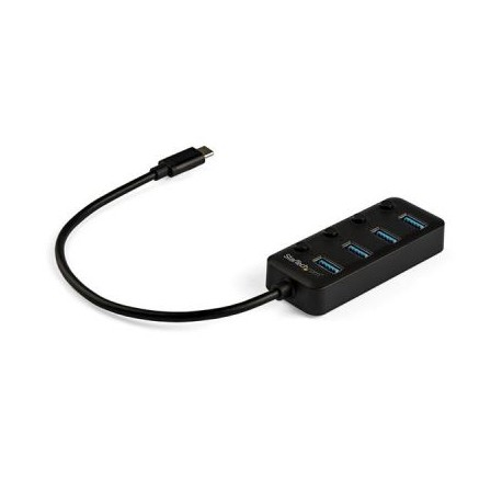HUB USB TIPO C DE 4 PUERTOS USB-A CON INTERRUPTORES