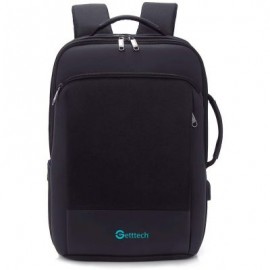 MOCHILA GETTTECH GMB-22004 15.6" BOLD RESISTENTE AL AGUA USB NEGRA