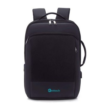 MOCHILA GETTTECH GMB-22004 15.6" BOLD RESISTENTE AL AGUA USB NEGRA