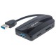 HUB USB 3.0 MANHATTAN 3 PUERTOS, LECTOR DE TARJETAS NEGRO 163590