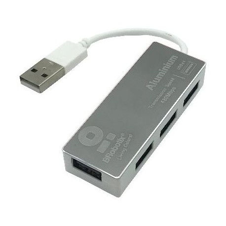 HUB USB BROBOTIX 180727-3 USB 2.0 PLATA 4 PUERTOS