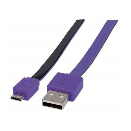 CABLE USB MANHATTAN V2.0 A-MICRO B 1.0M PLANO NEGRO/MORADO 391368