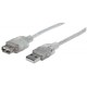 CABLE MANHATTAN USB V2.0 Ext. 3.0M PLATA 340496