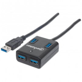 HUB USB MANHATTAN COLOR NEGRO, 4 PUERTOS