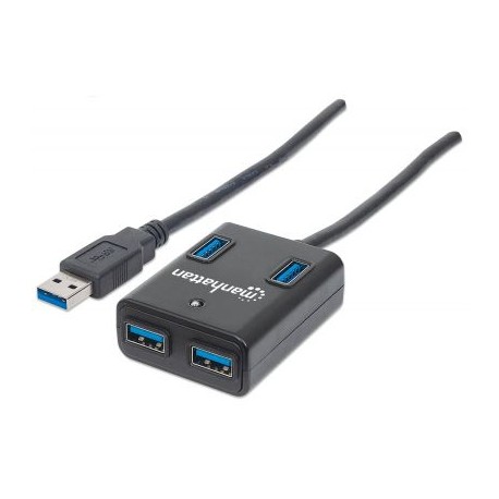 HUB USB MANHATTAN COLOR NEGRO, 4 PUERTOS