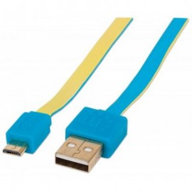 CABLE USB MANHATTAN V2.0 A-MICRO B 1.0M PLANO AZUL/AMARILLO 391436
