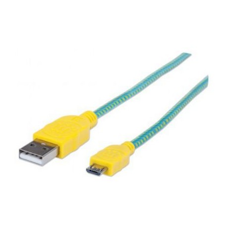 CABLE MANHATTAN USB 2.0 A - MICRO B 1.0M TURQUESA/AMARILLO 394000