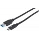 CABLE USB MANHATTAN USB A-USB C MACHO 50 CM NEGRO 354639