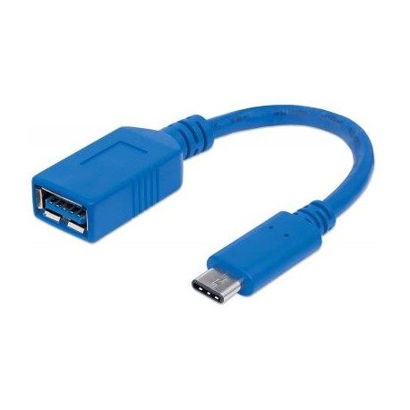 CABLE MANHATTAN USB 3.1 C MACHO A USB 3.0 A HEMBRA 15CM AZUL 353540