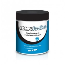TOALLAS HUMEDAS SILIMEX,BOTE CON 30 PIEZAS,BLANCO-AZUL COMPUTOALLAS