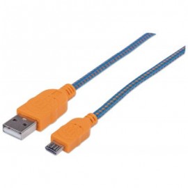CABLE MANHATTAN USB 2.0 A - MICRO B 1.0M AZUL/NARANJA 394024