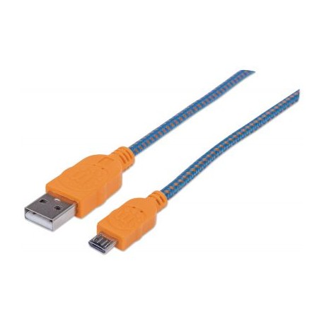 CABLE MANHATTAN USB 2.0 A - MICRO B 1.0M AZUL/NARANJA 394024