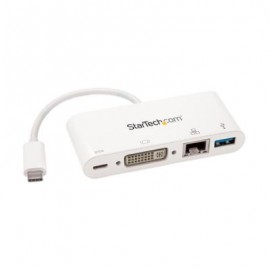 HUB CONCENTRADOR STARTECH USB 3.0 1X RJ-45 1X DVI-I BLANCO