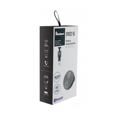 CARGADOR DE AUTO BLACKPCS 1 PUERTO MANOS LIBRES BT NEGRO (EPI022-BL)