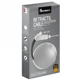 CABLE DUAL MICRO USB/LIGHTNING BLACKPCS RETRACTIL PLATA 1M CASMLPR-3
