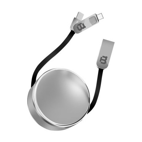 CABLE DUAL MICRO USB/TIPO C BLACKPCS PLATA 1M CASMCPR-3