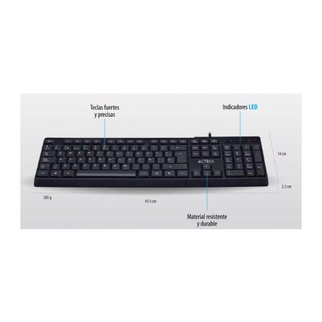 TECLADO ACTECK TE-200 USB ESTANDAR NEGRO ALAMBRICO