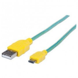 CABLE MANHATTAN USB 2.0 A - MICRO B 1.0M TURQUESA/AMARILLO 394000