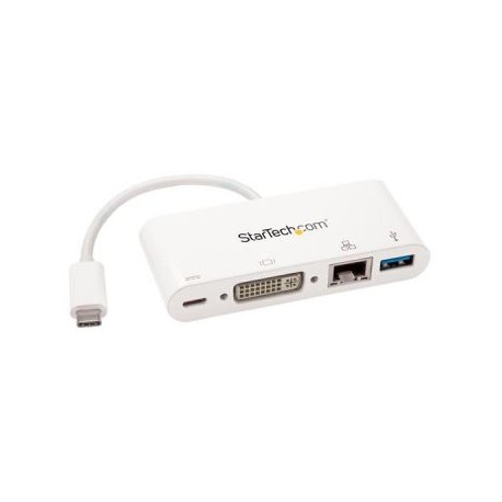 HUB CONCENTRADOR STARTECH USB 3.0 1X RJ-45 1X DVI-I BLANCO