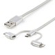 CABLE STARTECH USB A LIGHTNING/USB-C/MICRO USB MACHO 1M PLATA