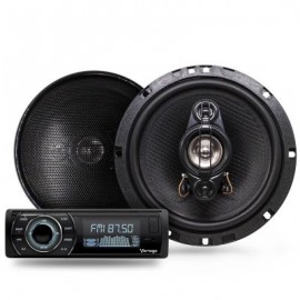 KIT AUTOESTEREO VORAGO CAR-300-S ESTEREO CAR-300 + 2 BOCINAS 6.5" 25W