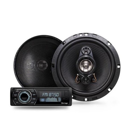 KIT AUTOESTEREO VORAGO CAR-300-S ESTEREO CAR-300 + 2 BOCINAS 6.5" 25W