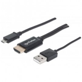 CABLE MHL MANHATTAN DE MICRO USB A HDMI CON USB-AP-ALIMENTACIÓN 151498