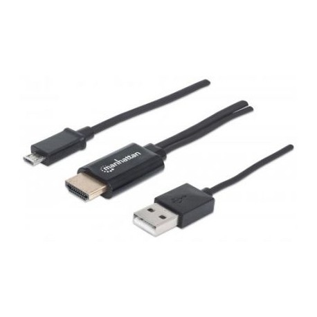 CABLE MHL MANHATTAN DE MICRO USB A HDMI CON USB-AP-ALIMENTACIÓN 151498