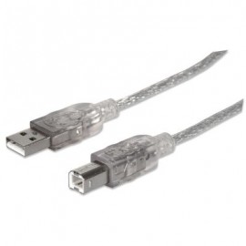 CABLE USB V2.0 MANHATTAN A-B  3.0M, PLATA 340458