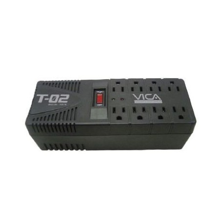 REGULADOR VICA T-02 1200 VA 700W 8 CONT 300J COLOR NEGRO
