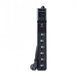 SUPRESOR DE PICOS CYBERPOWER P604URC1 6 CONTACTOS/2USB/500J