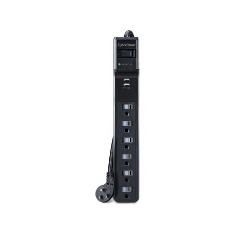 SUPRESOR DE PICOS CYBERPOWER P604URC1 6 CONTACTOS/2USB/500J