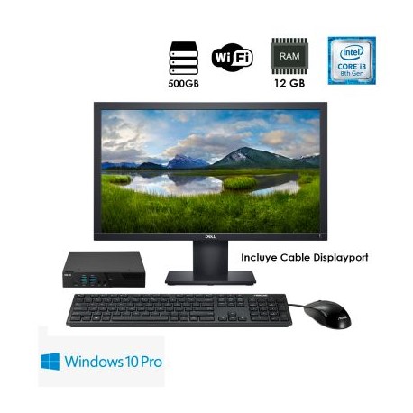 MINI PC ASUS PB60-B3094ZD CI3 12GB 500GB HDMI W10P + MONITOR 19" DELL