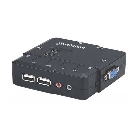 SWITCH MUX KVM DESKTOP MANHATTAN USB 2:1 CON CABLES+AUDIO 151252