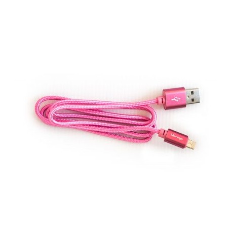 CABLE VORAGO CAB-209 DUAL MICRO USB/LIGHTNING ROSA 1M BOLSA