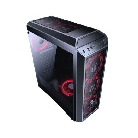 GABINETE GAMER YEYIAN BLADE 2101 ATX SIN FUENTE NEGRO 1VENT LED ROJO