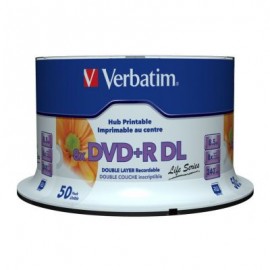 DVD+R VERBATIM DOBLE CAPA IMPRIMIBLE BLANCO TORRE 50 PIEZAS 97693