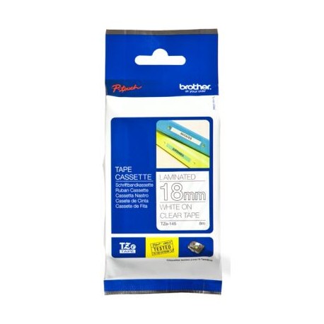 CINTA LAMINADA BROTHER TZE145 BLANCO/TRANSPARENTE