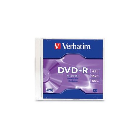 PAQUETE 5 DISCOS VERBATIM DVDR 4.7GB 16X 120MIN SINGLE SLIM CASE