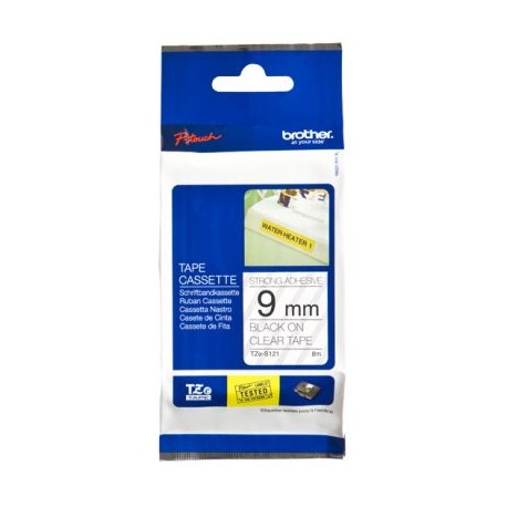 CINTA BROTHER TZES121 NEGRO SOBRE TRANSPARENTE 9 MM ER