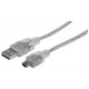 CABLE USB V2.0 MANHATTAN A-MINI B  1.8M PLATA  333412