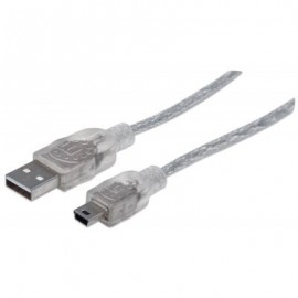 CABLE USB V2.0 MANHATTAN A-MINI B  1.8M PLATA  333412
