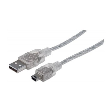 CABLE USB V2.0 MANHATTAN A-MINI B  1.8M PLATA  333412