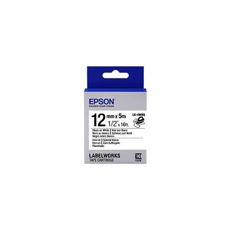 CINTA LK EPSON PLANCHADO NEGRO SOBRE BLANCO 12MM LK-4WBQ