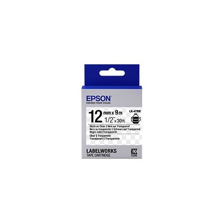 CINTA LK EPSON ESTANDAR NEGRO SOBRE TRANSPARENTE 12MM LK-4TBN