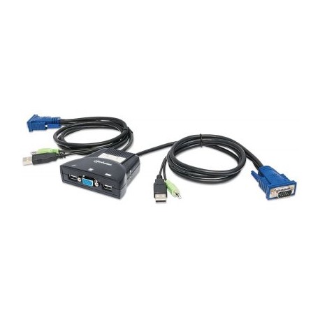 MUX KVM MINI USB 2:1 MANHATTAN CON CABLES + AUDIO 151245