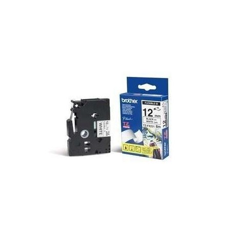 CINTA BROTHER TZEFX231 TZ NEGRO SOBRE BLANCO 12MM X 8M
