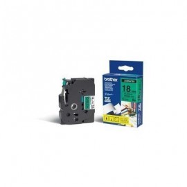 CINTA BROTHER TZE741 NEGRO EN VERDE 18MM X 8M