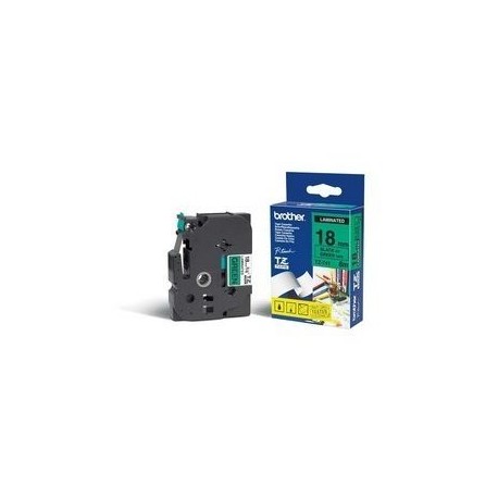 CINTA BROTHER TZE741 NEGRO EN VERDE 18MM X 8M
